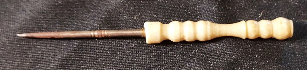 Vintage Small White Plastic Handled Punch Tool - Approximately 3.25in Length