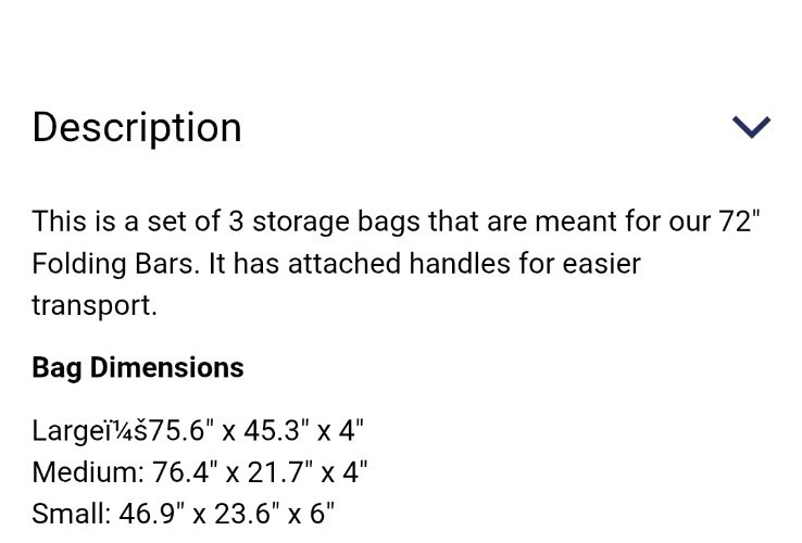 72" Portable Folding Bar Storage Bag