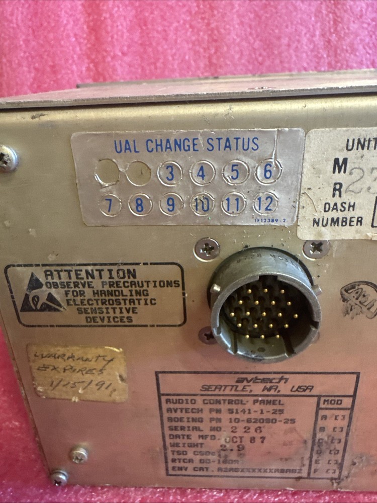 Avtech Audio Control Panel 5141-1-25 *UNTESTED* bin31