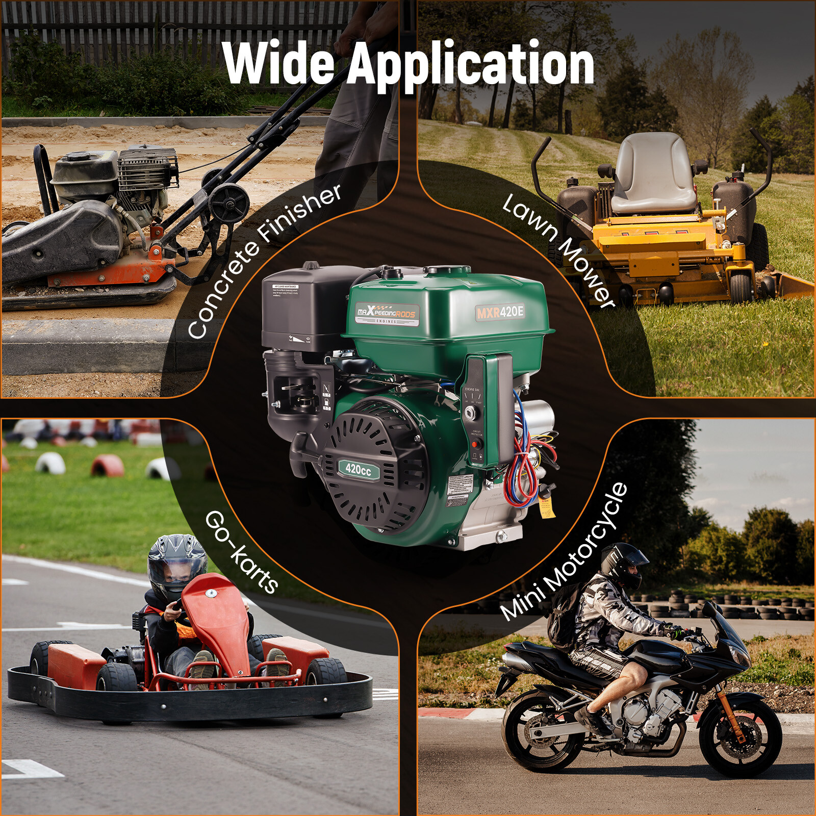 15HP 420cc Horizontal Engine Motor Gasoline 4 Stroke Electric Start For Go-Kart