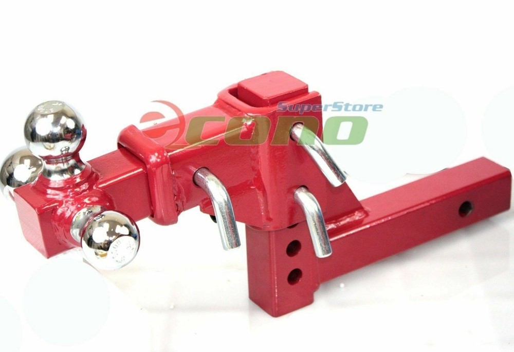 3 Way Tri Ball Adjustable 2" Solid Receiver Raise Drop Vertical Triple Tow Hitch