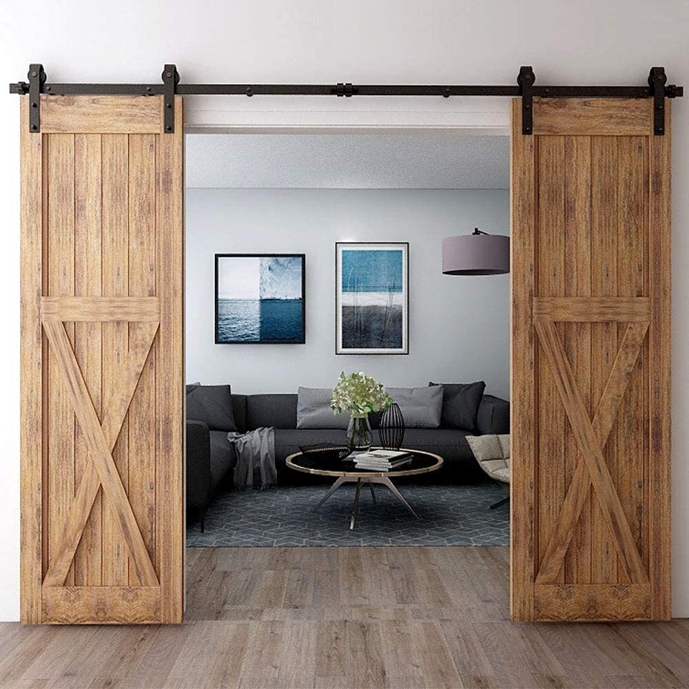 4-20FT Sliding Barn Wood Door Hardware Closet Track Kit For Single/Double/Bypass