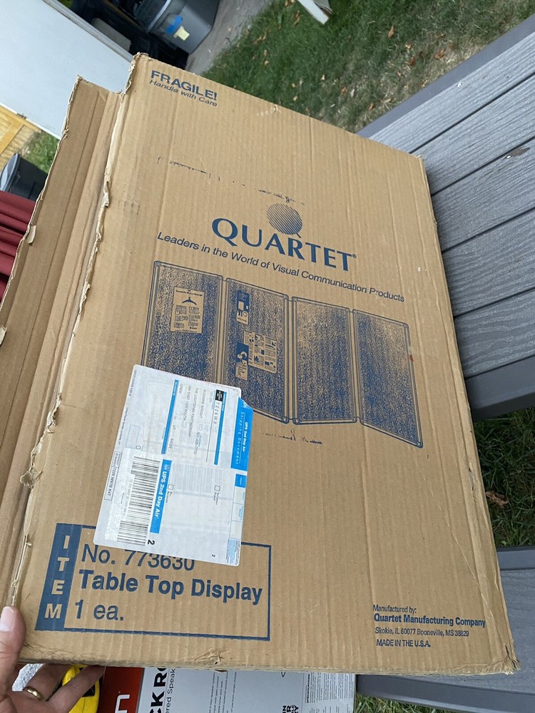 Quartet Tabletop Display Board, 72" x 30", 4 Panels, Double-sided, Gray