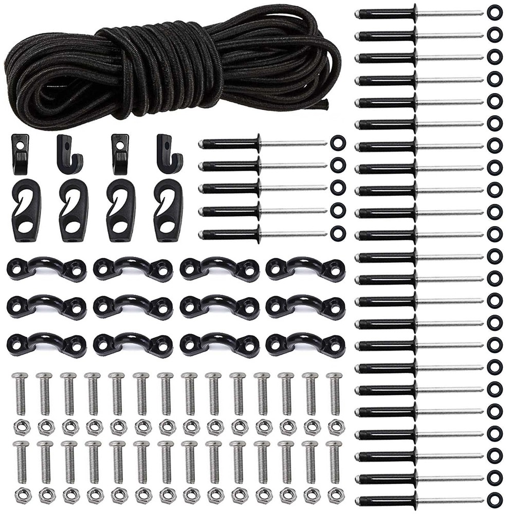 Deck Rigging Kit Accessory - 19.7 FT Bungee Cord with Deck Loops Tie Down Pad...