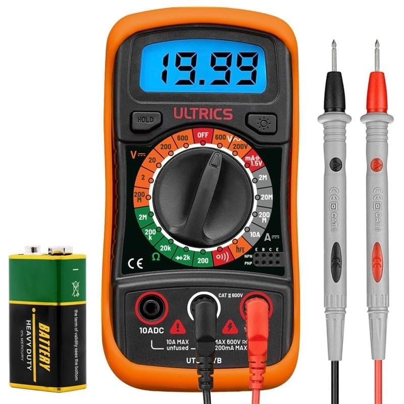 All-In-One Digital Multimeter for DIY Projects - Includes Leads and Battery