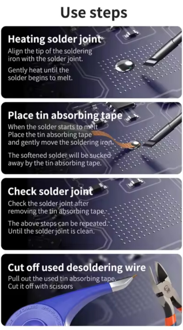 Mechanic SR20 2M Desoldering Braid, Copper Desoldering Strong Wick 1.5mm Width