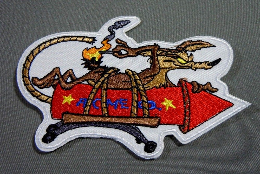 WILE E. COYOTE on ACME ROCKET #2 Embroidered Iron-On Patch - 4"