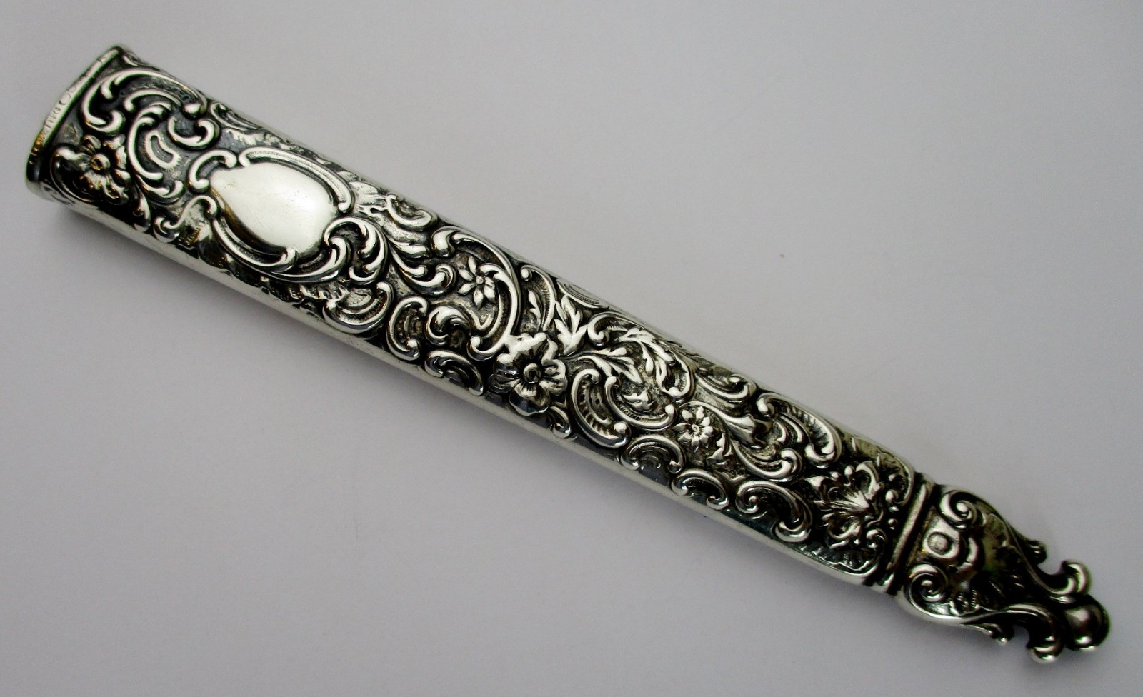 Dominick & Haff Sterling Silver Rococo scissors sheath 5 1/2" sewing notion