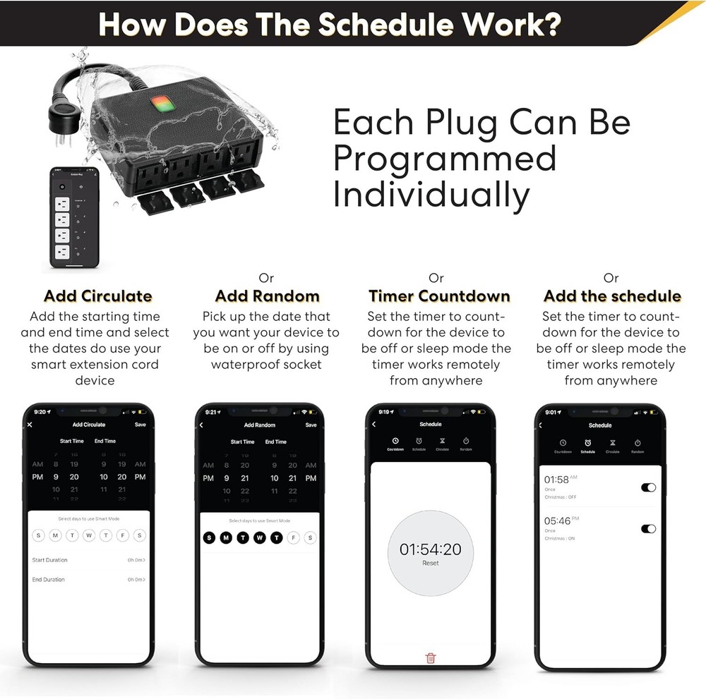 Weatherproof Electrical Power Strip Black