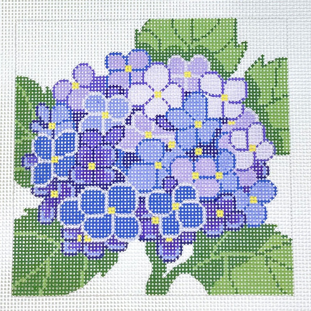 Handpainted needlepoint canvas Lee Needle Arts Hydrangea Blossom Flower