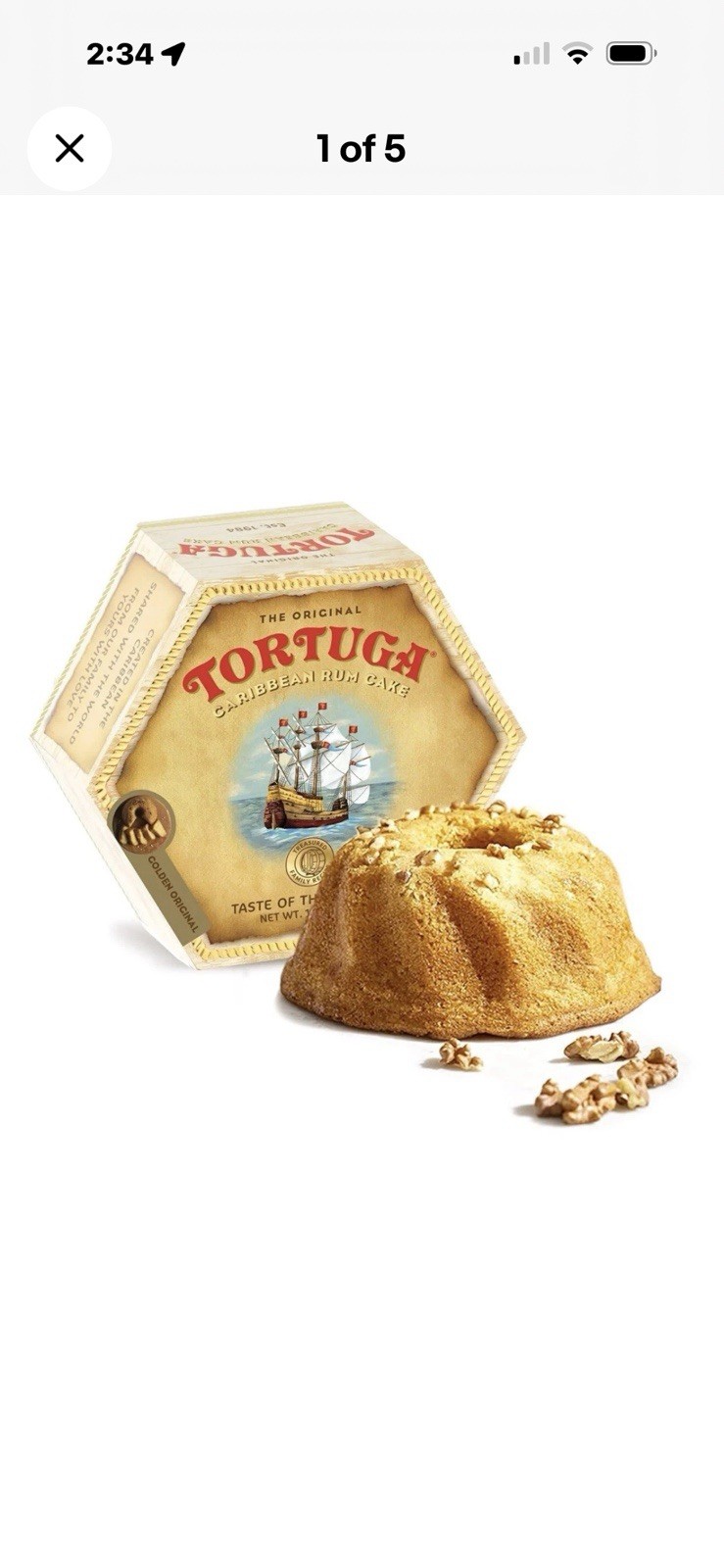 TORTUGA Caribbean Original Rum Cake with Walnuts - 16 oz Rum Cake BB: 11/25/26