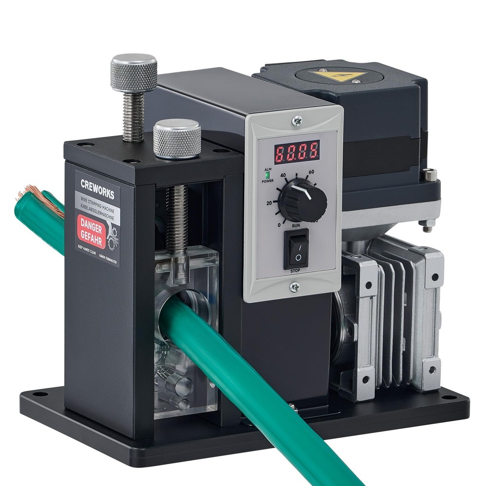 CREWORKS 200W Automatic Wire Stripper for 0.04-1.2 in. Copper Wire, Black