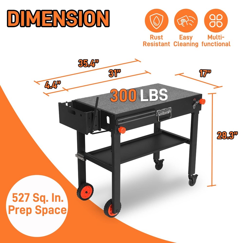 Grill Table for Blackstone Griddle, Portable Griddle Table with Caddy - Fit 1...