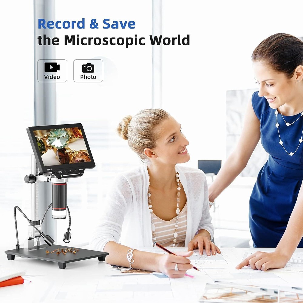 TOMLOV DM202 Max Digital Microscope 1500x HDMI Soldering Microscope 10.1"Screen