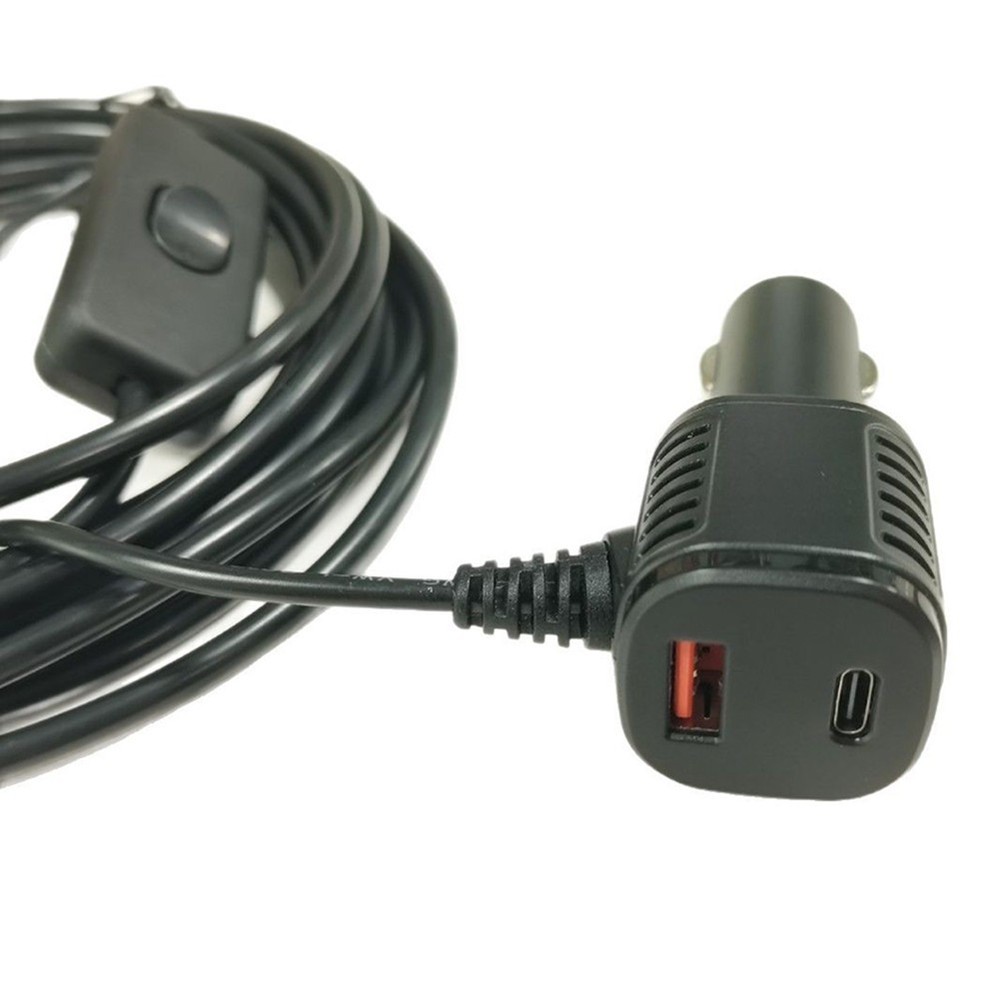 Multi Device Compatible 5M Vehicle Charger Power Cable with Real Voltmeter