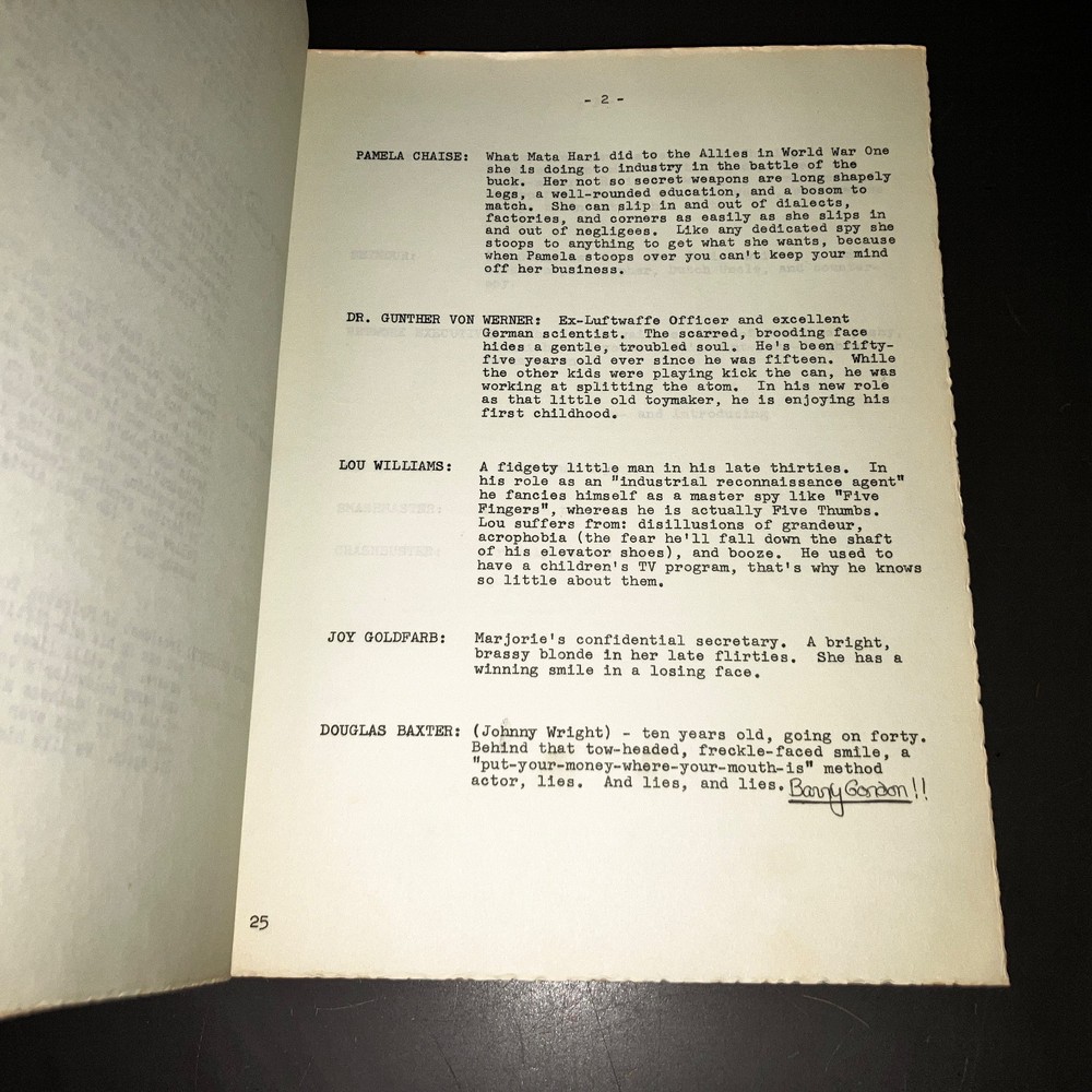 Rare SMASHMASTER (1964) Legendary Unmade Comedy - 2 Orig. Scripts + Notes + COA!