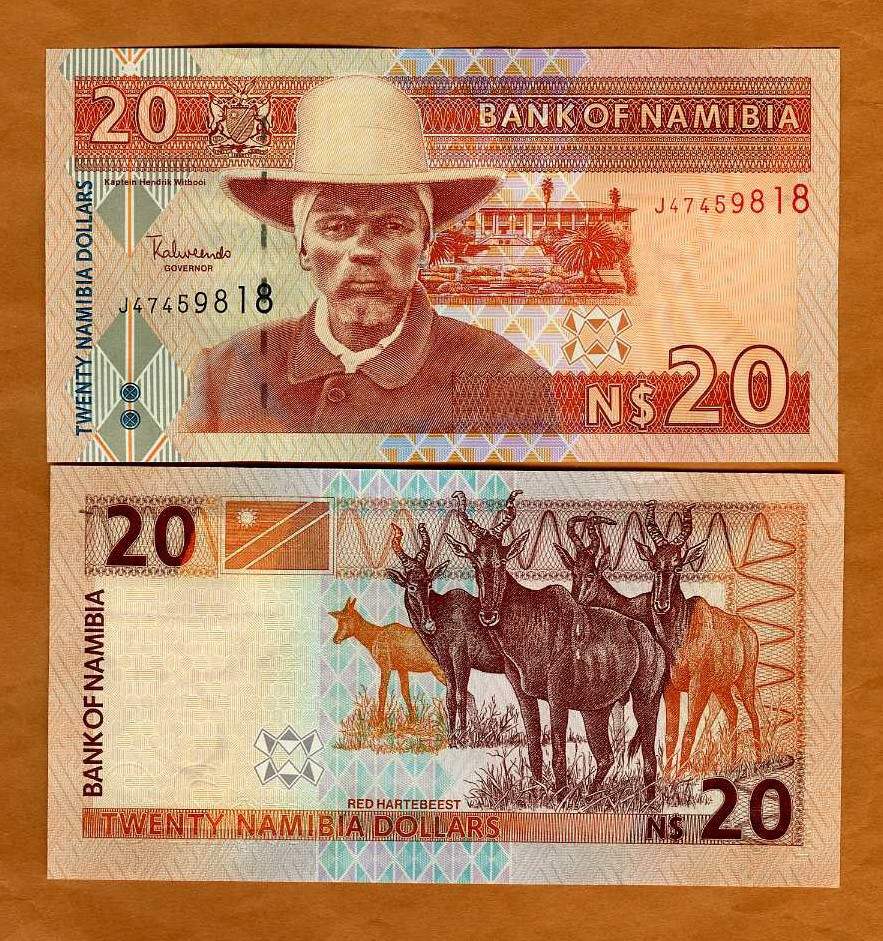 Namibia, 20 dollars, ND (2002), P-6b, UNC Antelopes