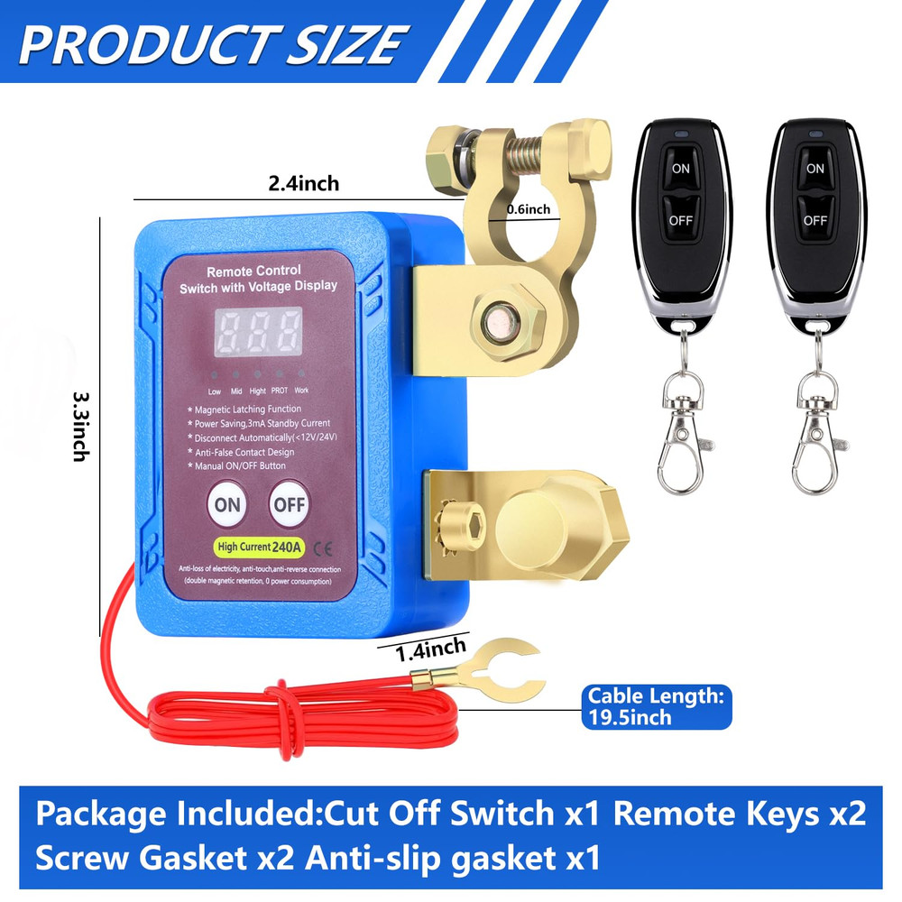 Car Battery Switch Disconnect Power Kill Master Isolator Cut Off Remote Control