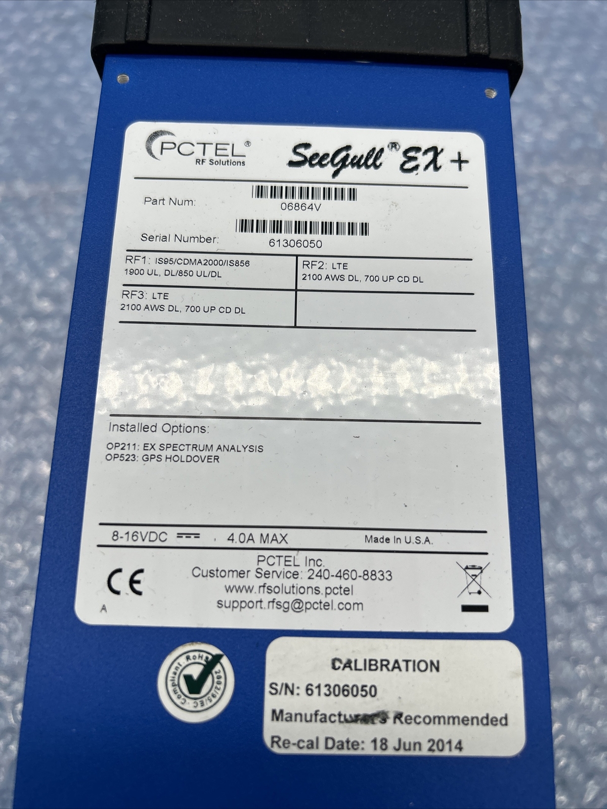 PCTel SEEGULL EX+ Scanning Receiver with Options OP211 OP523 06864V