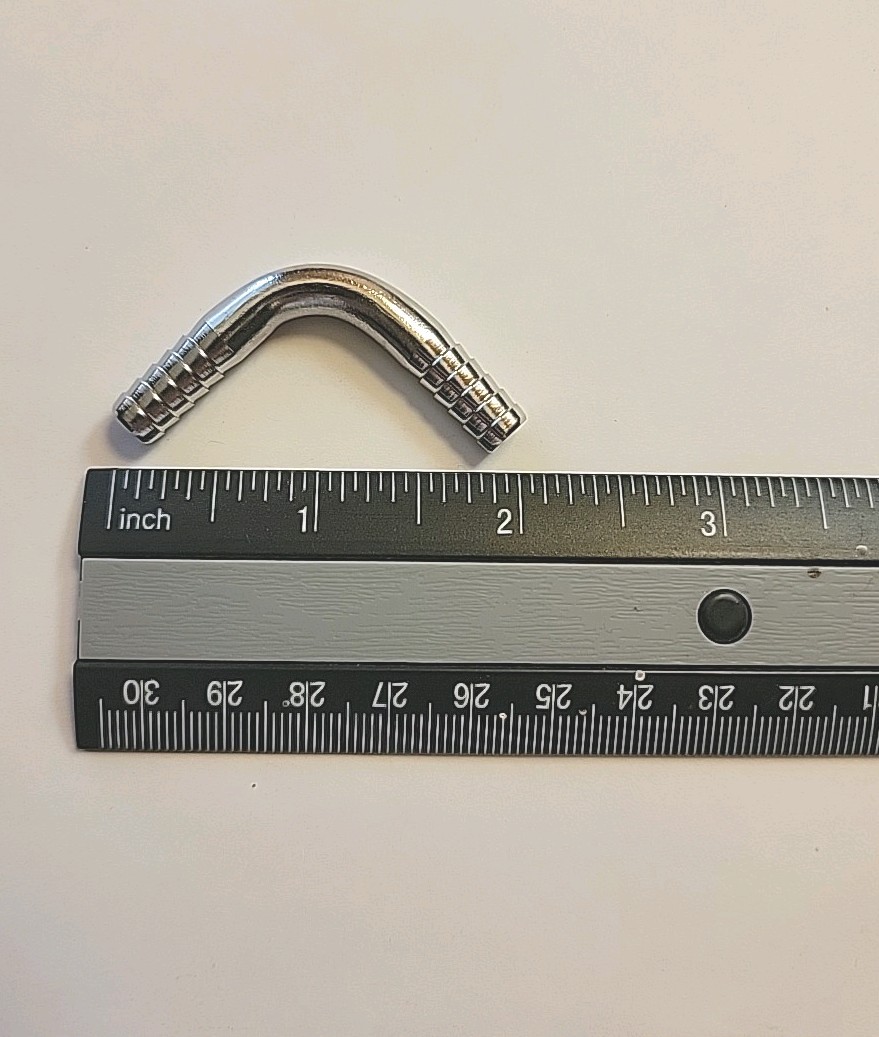 1/4 Stainless Steel 90 Degree Elbow Fitting Barb, Fits 1/4" ID Tubing, 2-pack