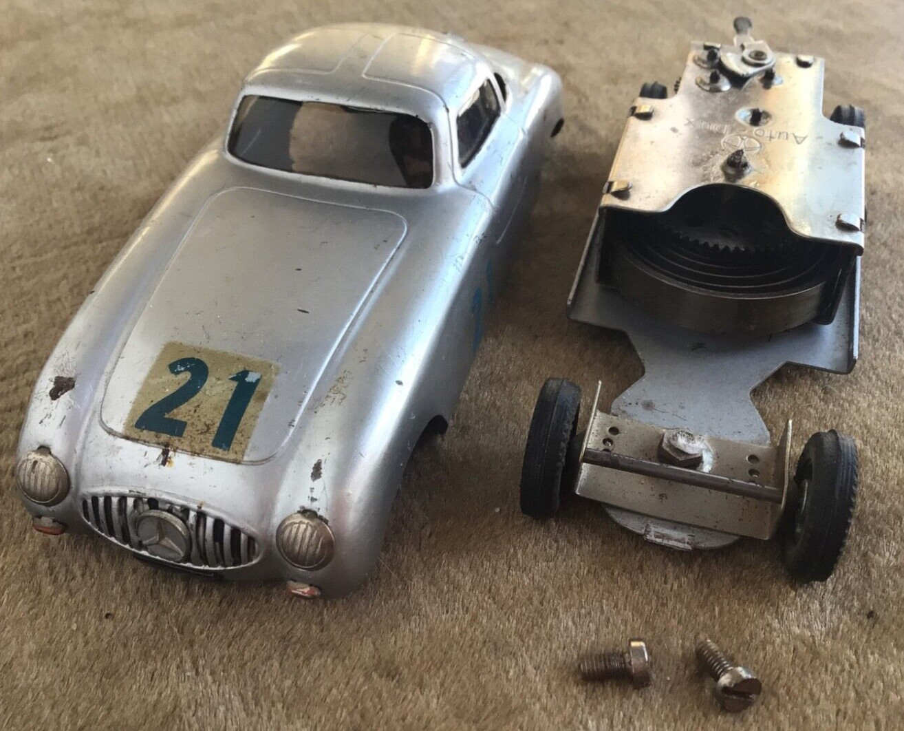 Dux Auto-Dux Clockwork Mercedes 300SL Pan-American 1950s Vtg Wind Up Car w/ Key