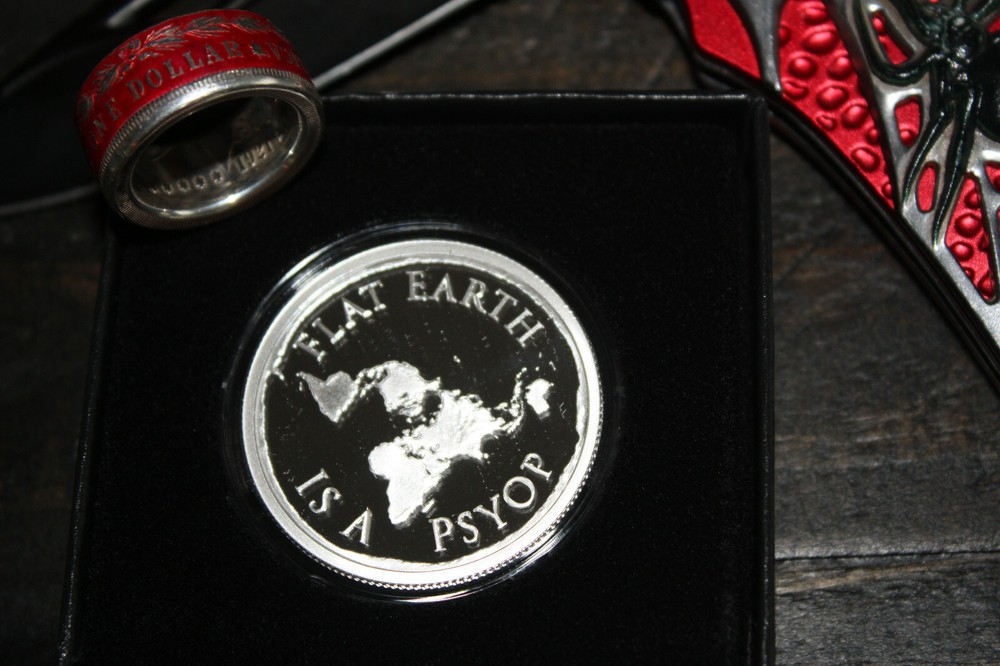 Silver Shield 1 oz 2019 Flat Earth PsyOp Proof with COA - InfoIndCom Series #11