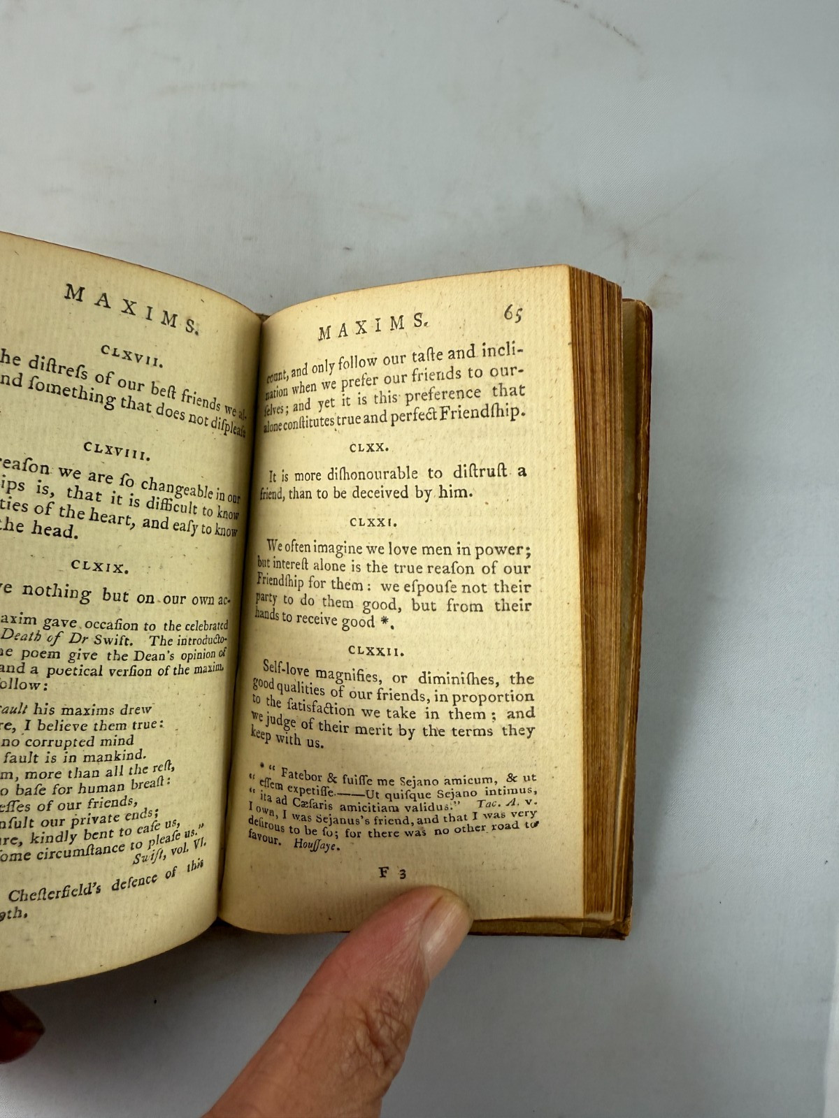 1775 MAXIMS AND MORAL REFLECTIONS BY ROCHEFOUCAULT