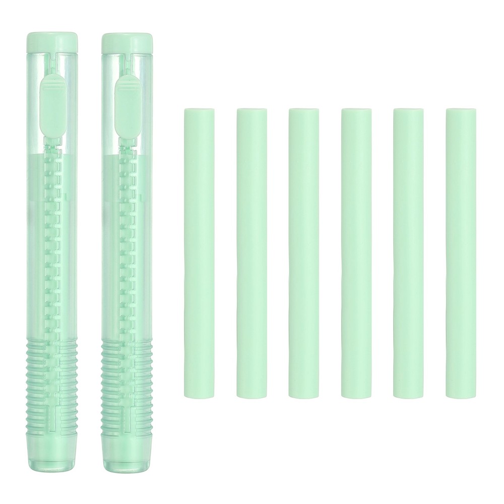 8 Pack Erasers, Pencil Erasers Large Eraser Push Pull Cute Soft, Green TPE