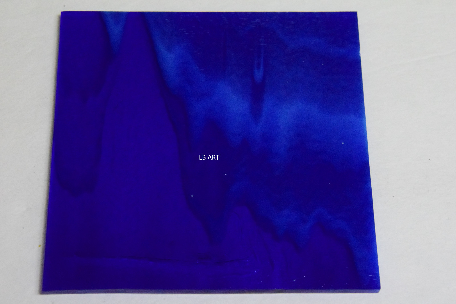 2164.00 CARIBBEAN BLUE, WHITE 3" x 3" FUSIBLE BULLSEYE GLASS SQUARE 90 COE