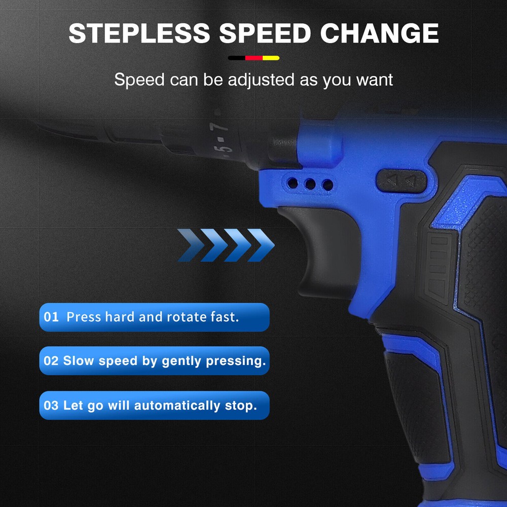 2 Speed 21V Electric Power Tools Cordless Drill / Driver with Bits Set & Battery