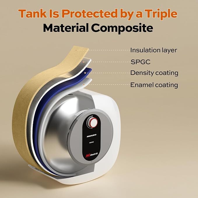 4.0 Gallon Electric Mini-Tank Water Heater Under Sink Compact Instant Hot Water