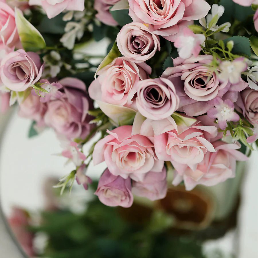 DUSTY ROSE 4 Bushes 12" Silk Roses Artificial FLOWERS Bouquets Party Home