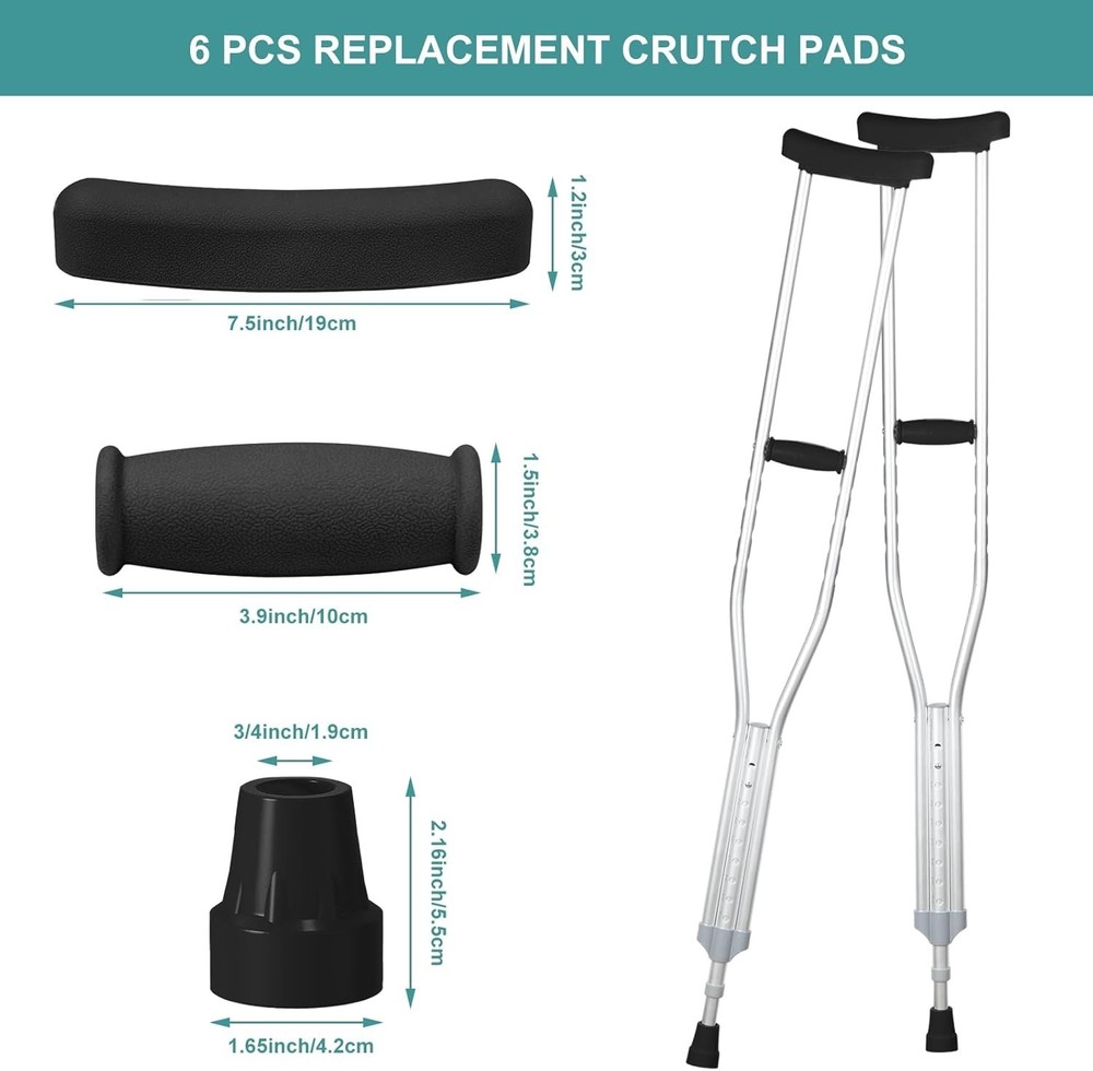 Replacement Crutch Pads 6 Pieces Crutch Accessory Replacement Kit
