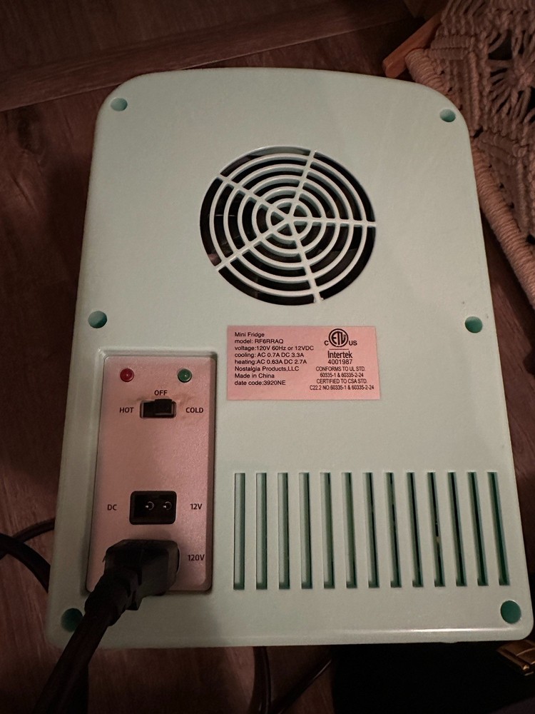 Mint Green Tabletop Mini Fridge Hot/Cold Switch RF6RRAQ Single Door