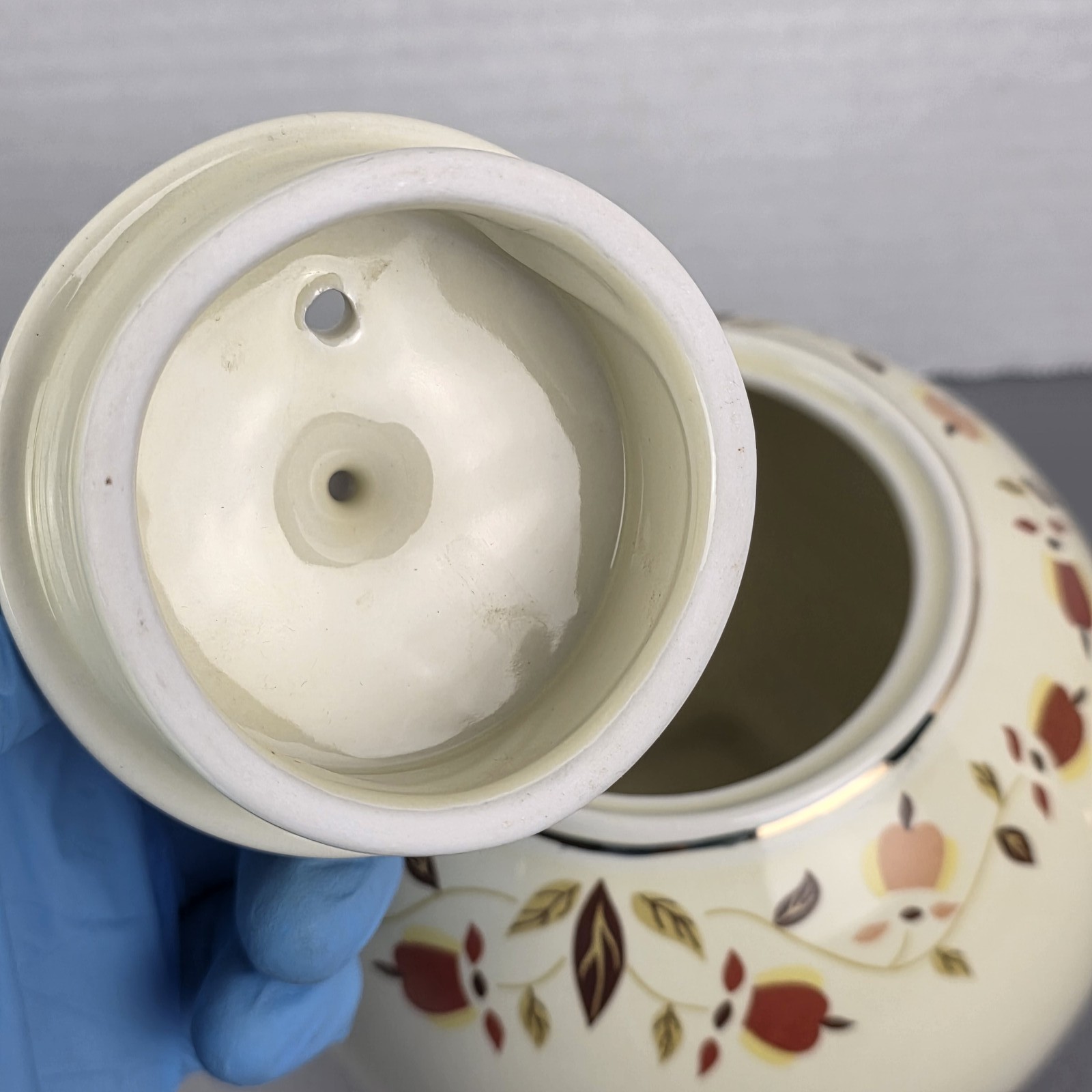 Vintage Cream Teapot with Gold Trim & Floral Pattern, Mid-Century Style