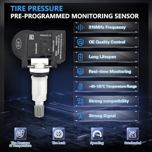 315Mhz TPMS Sensor,4-Pack Tire Pressure Monitor System Sensor Compatible with