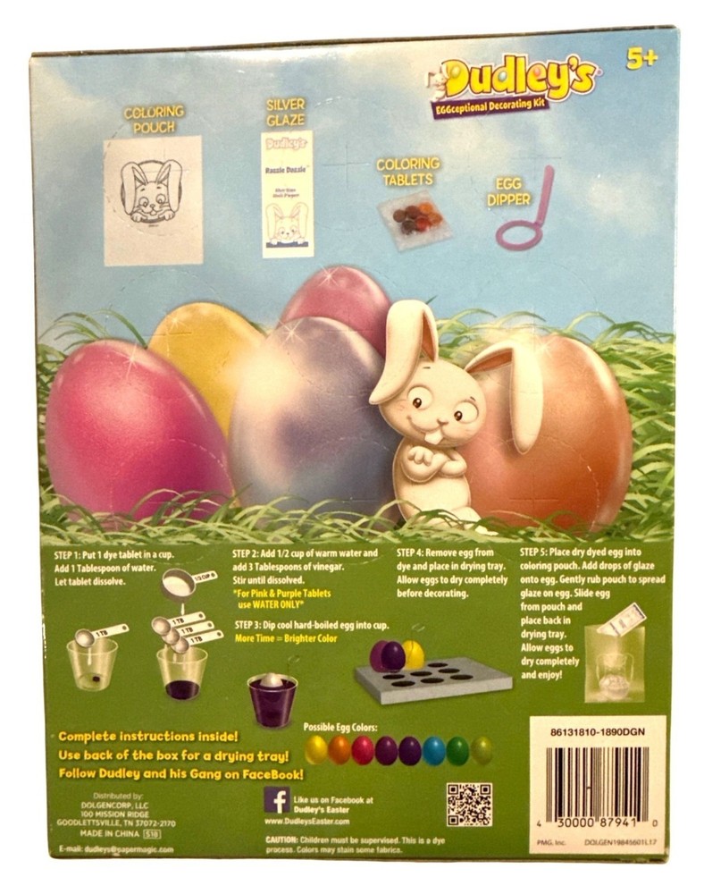 DUDLEY'S Go Platinum Easter Egg Decorating Kit Coloring Tablets + Silver Glaze +