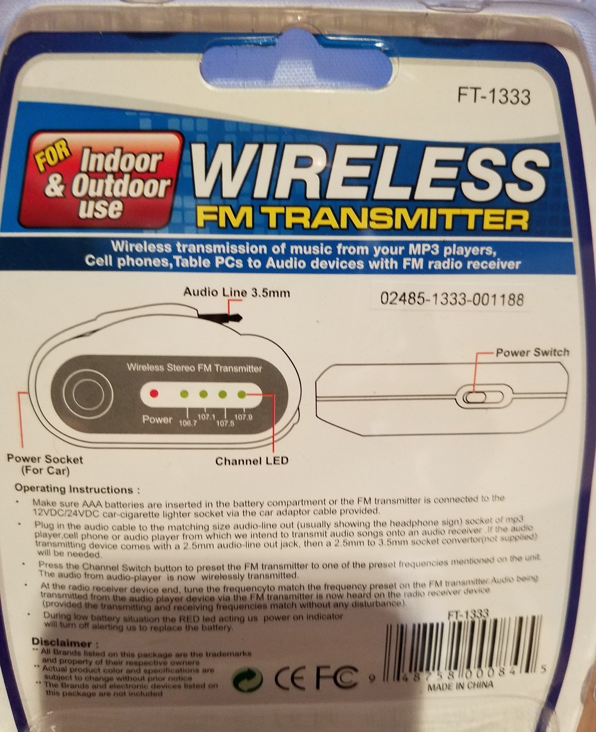 DGL FT-1333 Wireless 4-Channel FM Transmitter ***Closeout Item*** NOS new sealed