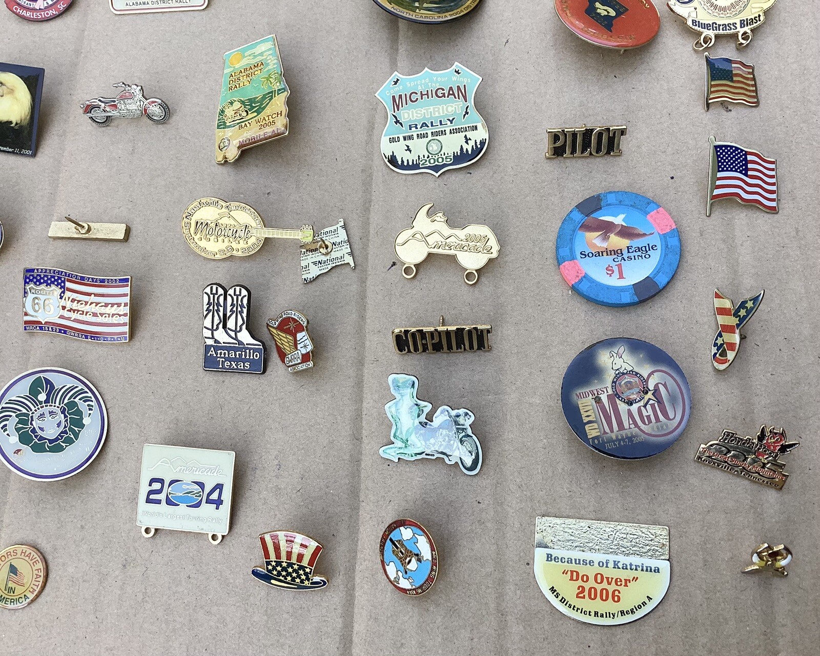 Lot of 59 Motorcycle Owners Vest Pins Benefit Rides And More