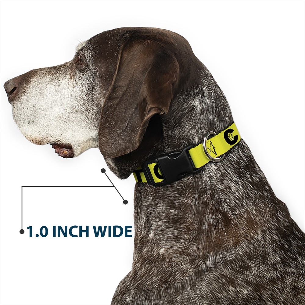 Plastic Clip Collar CAUTION Yellow/Black Medium 11-16.5"