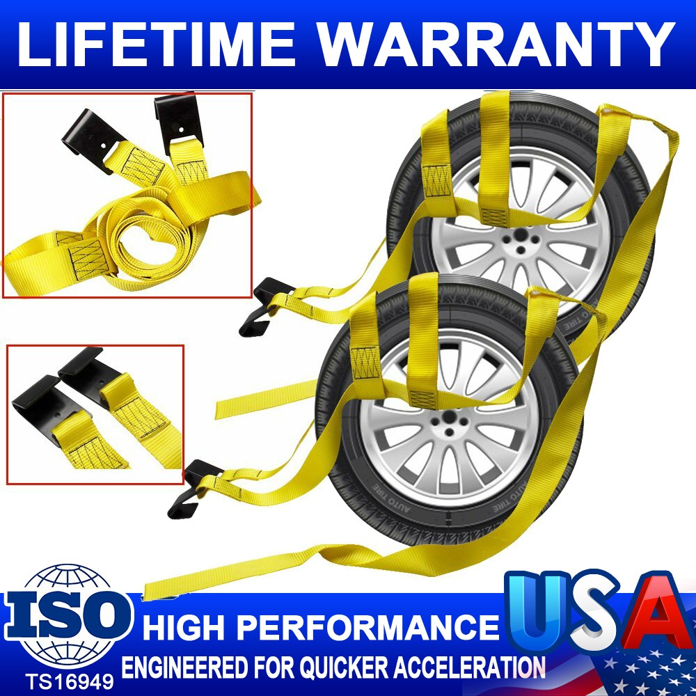 Tire Basket Straps Wrecker Car Hauler Truck Tow Dolly Tire Wheel Tie Down 2 pack
