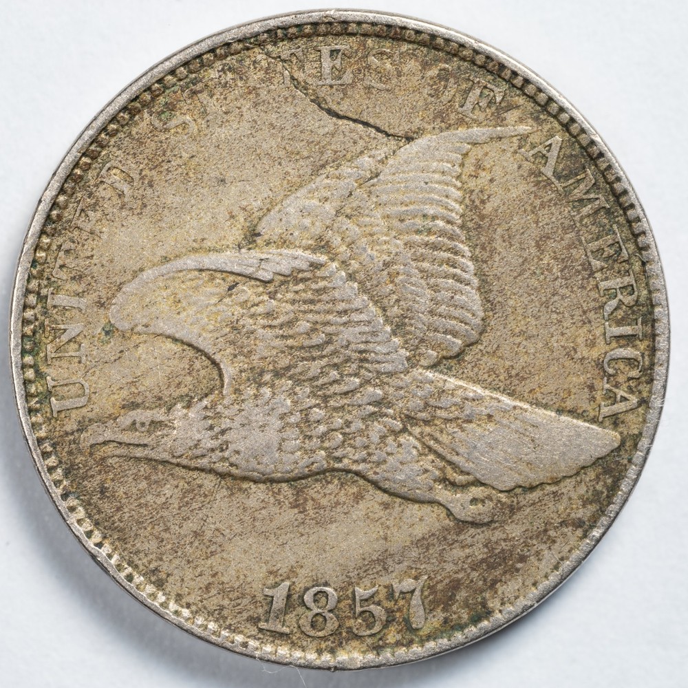 1857 Flying Eagle Cent Extremely Fine (XF) Obverse Die Crack
