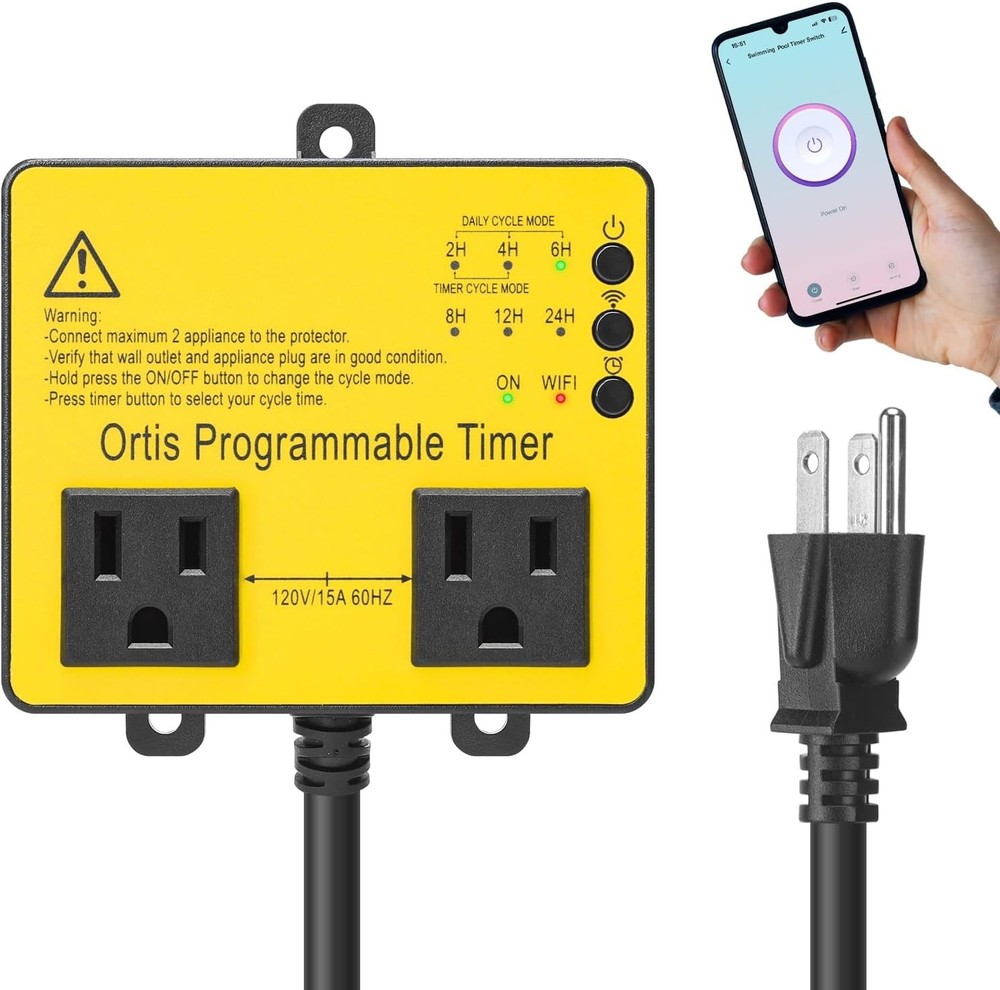 WiFi Pool Timer Switch for Smart Life App Control - Dual Socket Convenience
