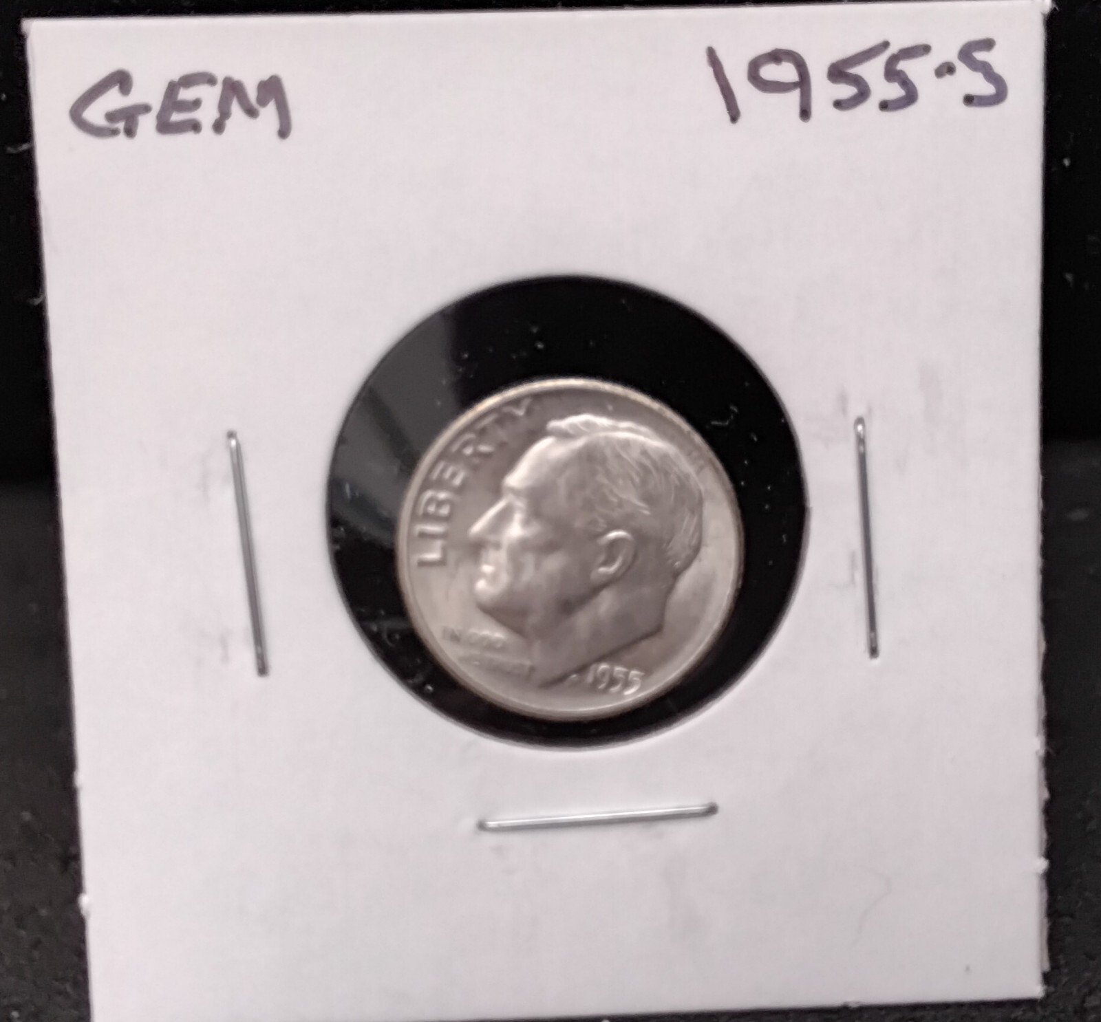 1955-S ROOSEVELT SILVER DIME - GEM - A17