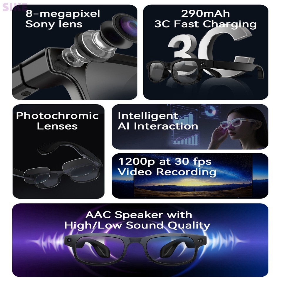 Smart Bluetooth Glasses with Camera, Voice Assistant & Calling Functions