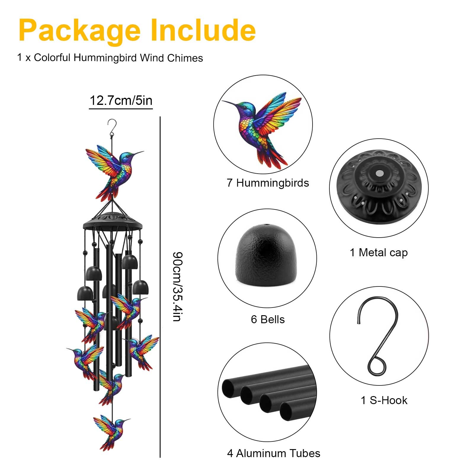 Hummingbird Memorial Wind Chimes Grandma Mom Garden Patio Sympathy Gift Outdoor