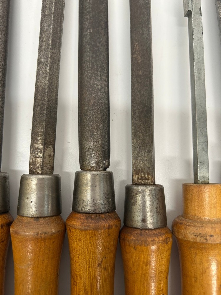 9 Assorted Vtg Chisels Gouges Wood Working Hand Tools Mostly Disston