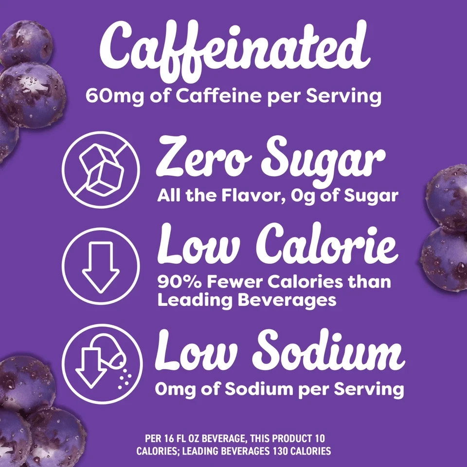 Crystal Light Zero Sugar with Caffeine Grape Drink Mix Packets 1.1 oz
