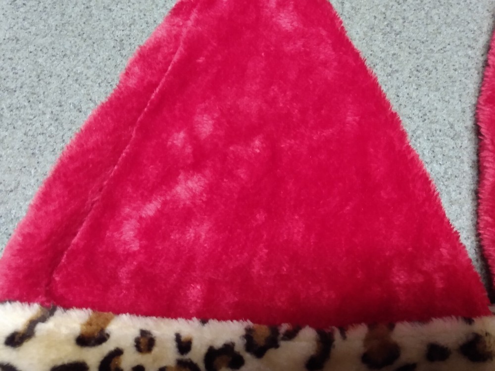 2 Santa Hats Red With Leopard Print
