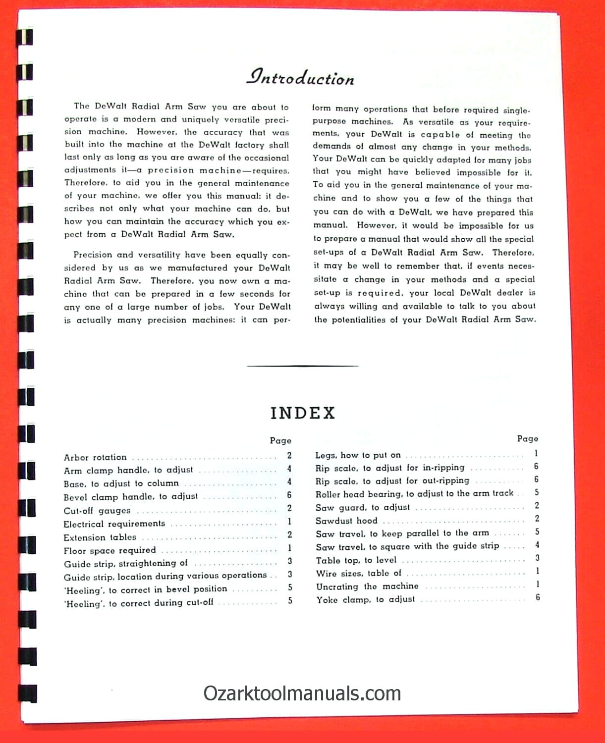 DEWALT GR Radial Arm Saw Owner Instructions Manual 0260